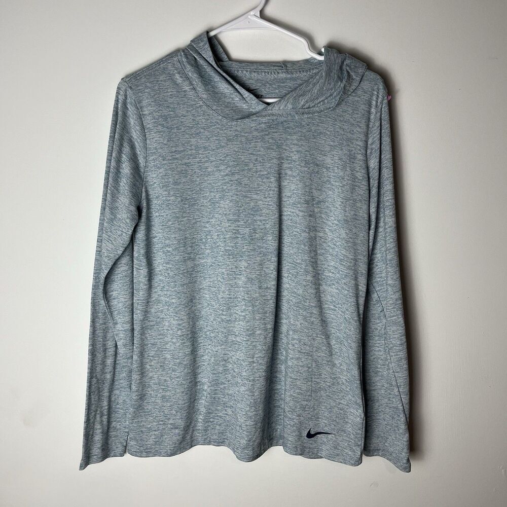 Nike Dri-Fit Women L Mineral Teal Lightweight Dry Legend Hooded Training Top 165